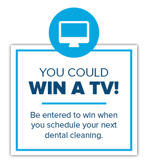 Ad talking about Dr. Turnwald's content to win a TV when you book a dental cleaning.